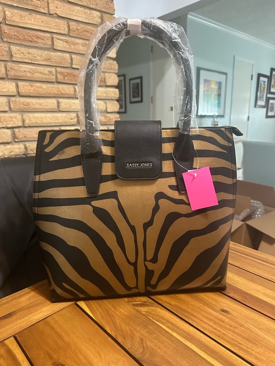 Sassy Jones Handbags - Sassy Jones Zebra-Stripe Satchel in Brown and Black